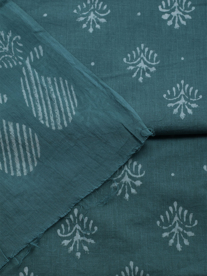 Printed Cotton Blend Unstitched Kurta With Pant &amp; Dupatta