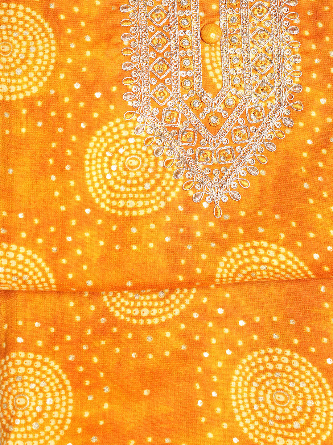 Neck Embroidered Cotton Blend Unstitched Suit With Dupatta