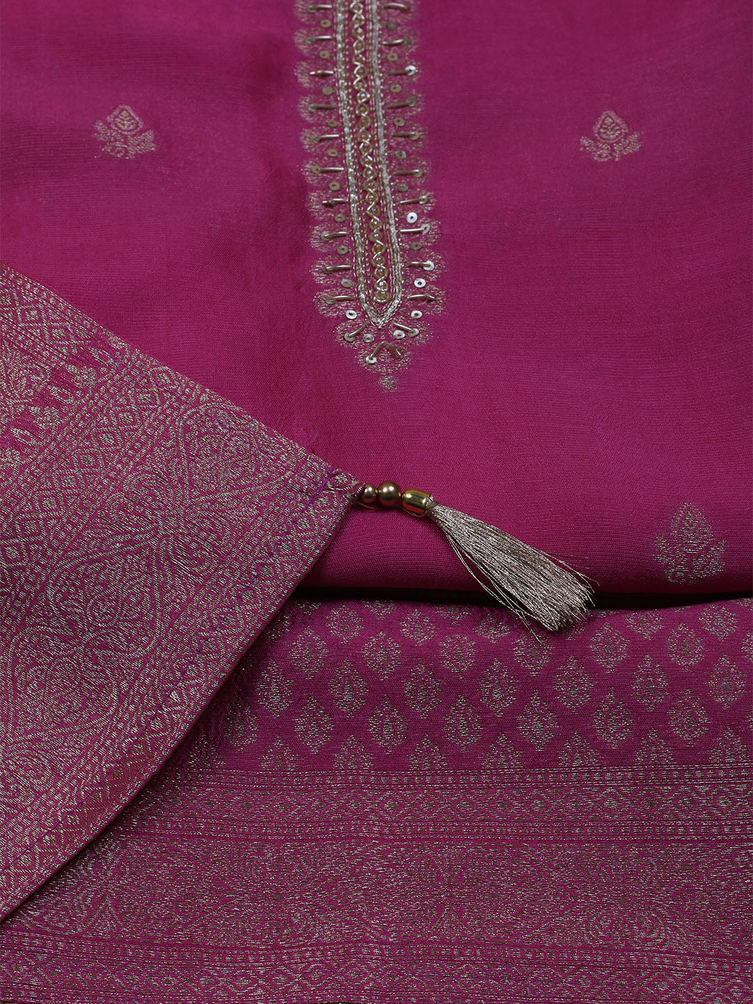 Kanjeevaram Chanderi Unstitched Suit With Dupatta