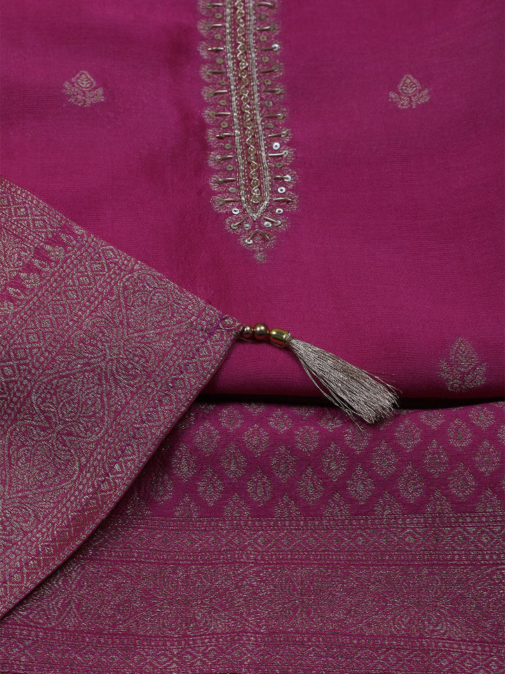 Kanjeevaram Chanderi Unstitched Suit With Dupatta