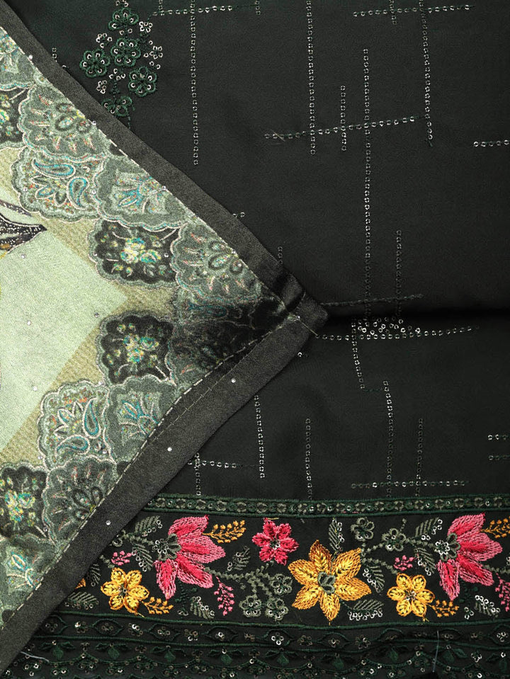 Woven Design Georgette Unstitched Suit With Pant &amp; Dupatta