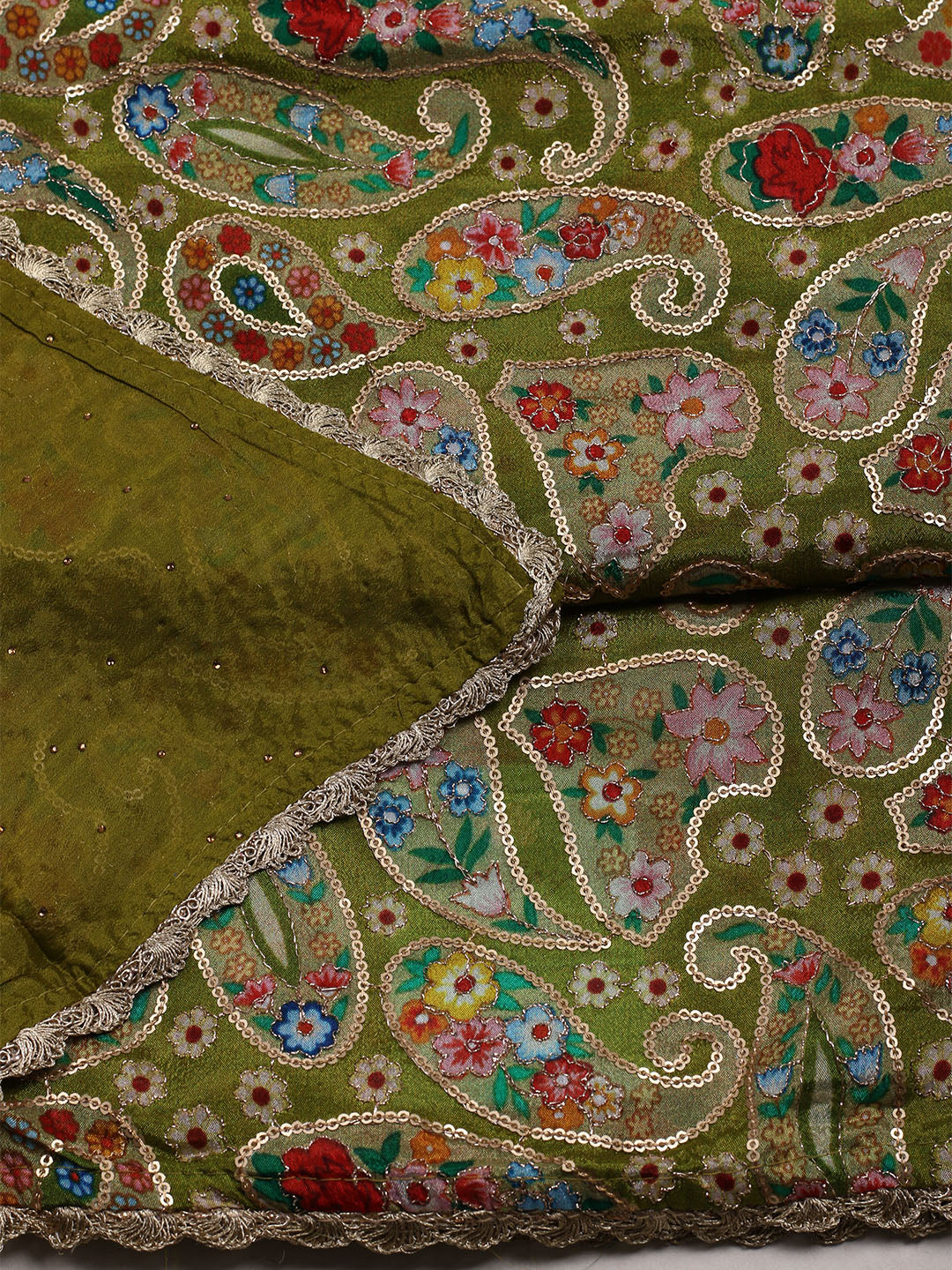 Embroidered Chinon Unstitched Suit With Dupatta