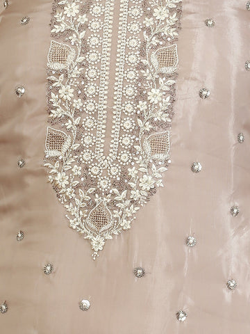 Neck Embroidered Organza Unstitched Suit Piece With Dupatta