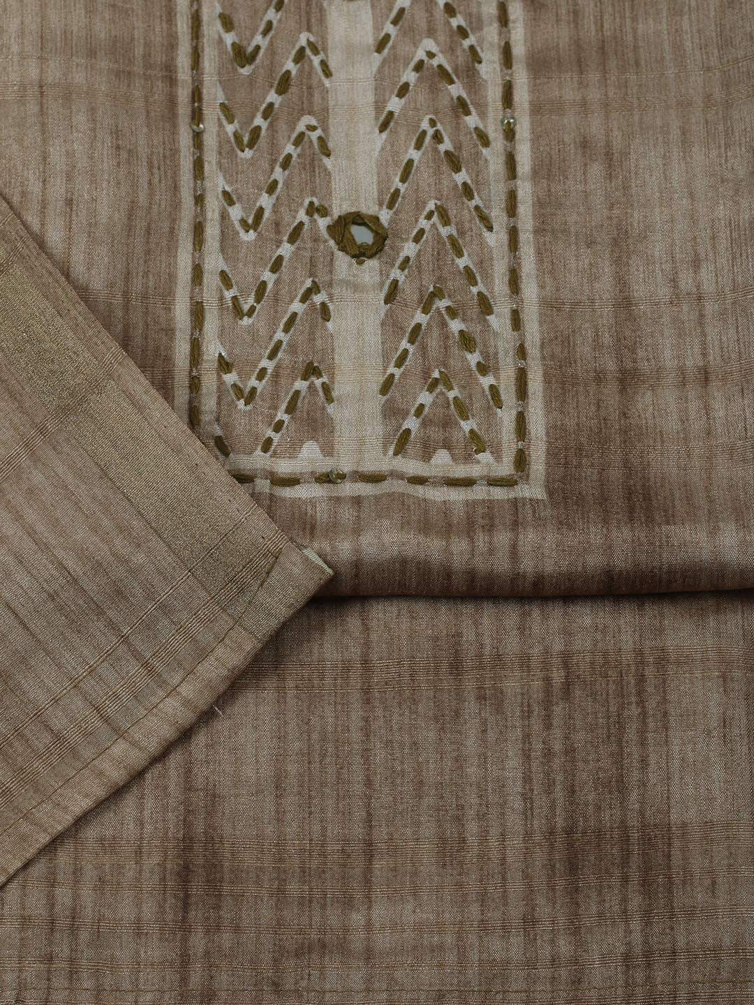 Embroidered Chanderi Unstitched Kurta With Pant &amp; Dupatta