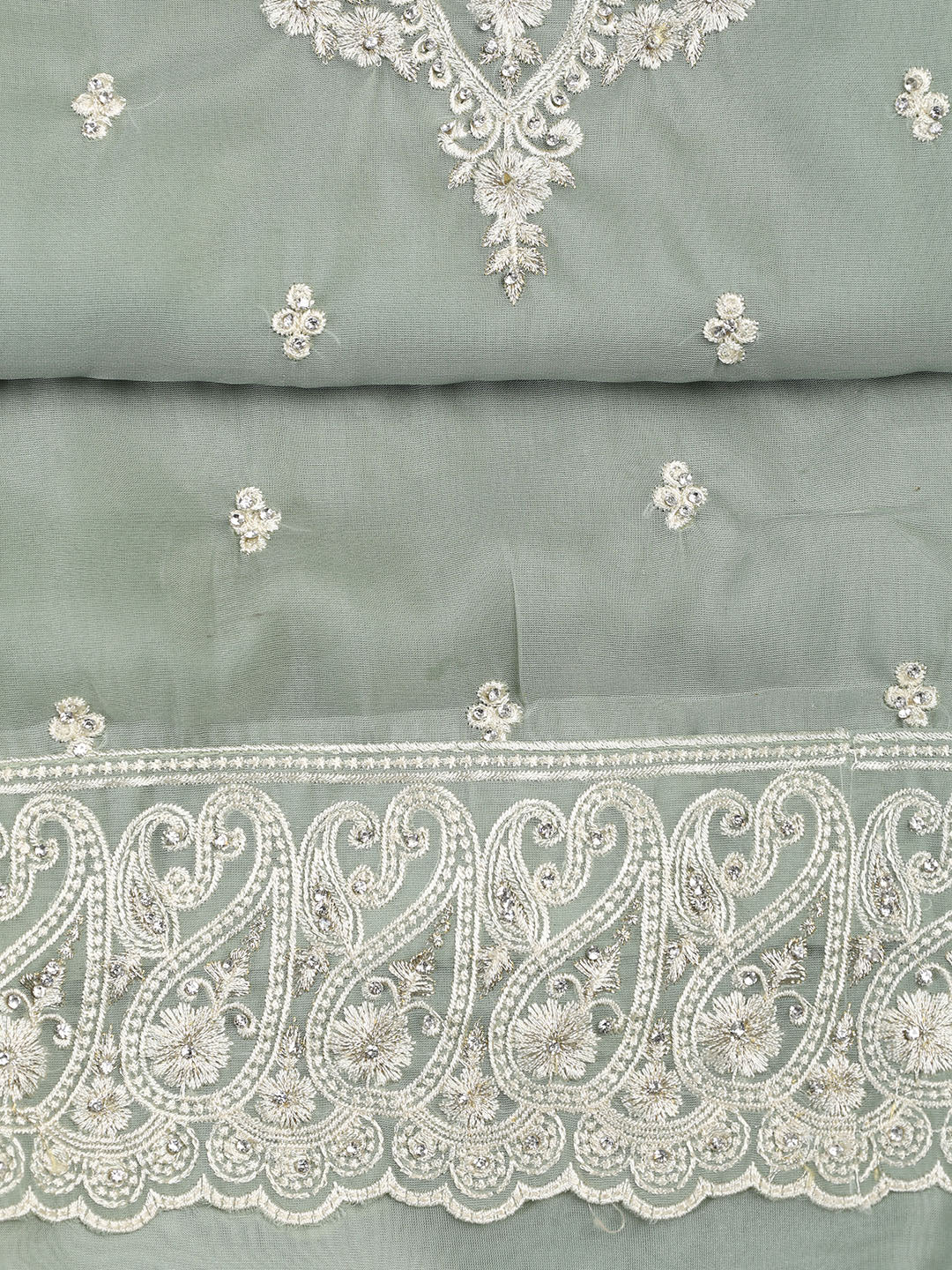 Embroidered Organza Unstitched Suit With Dupatta