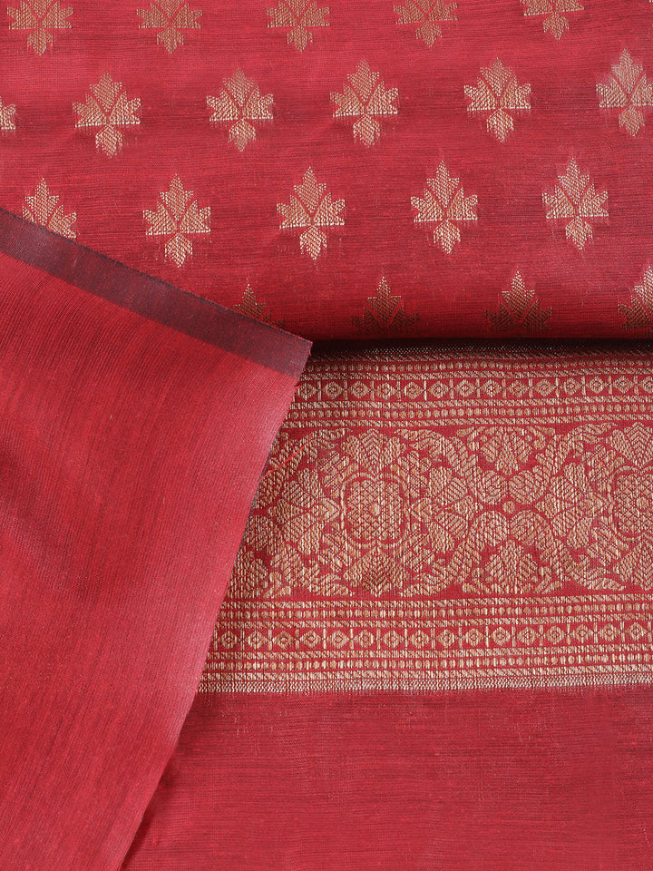 Banarasi Chanderi Unstitched Suit With Pant &amp; Dupatta