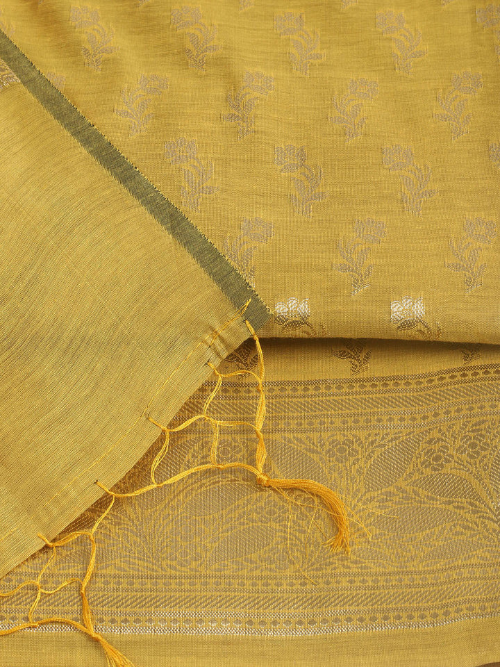 Woven Design Chanderi Unstitched Suit With Pant &amp; Dupatta