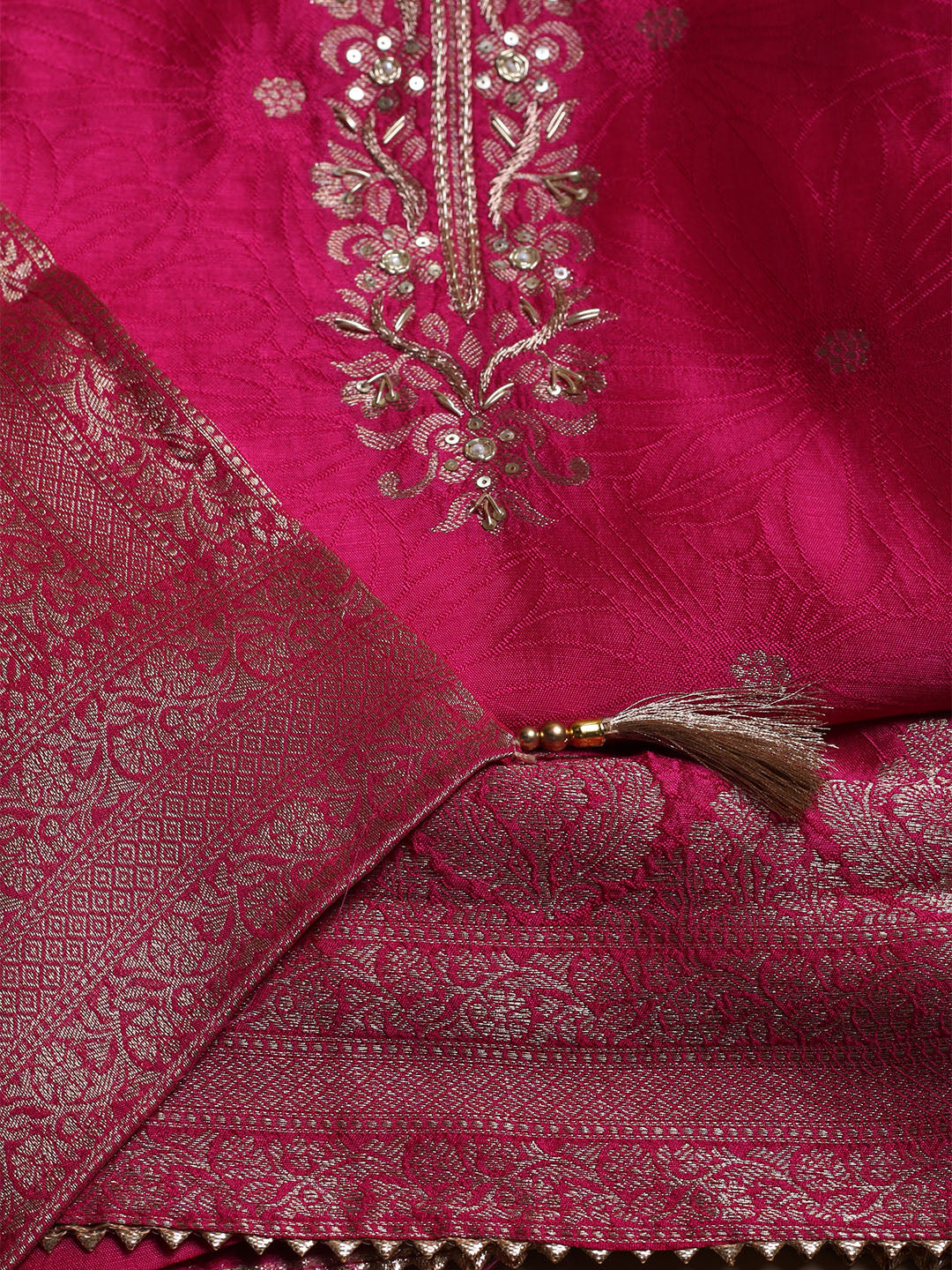 Kanjeevaram Chanderi Unstitched Suit With Dupatta