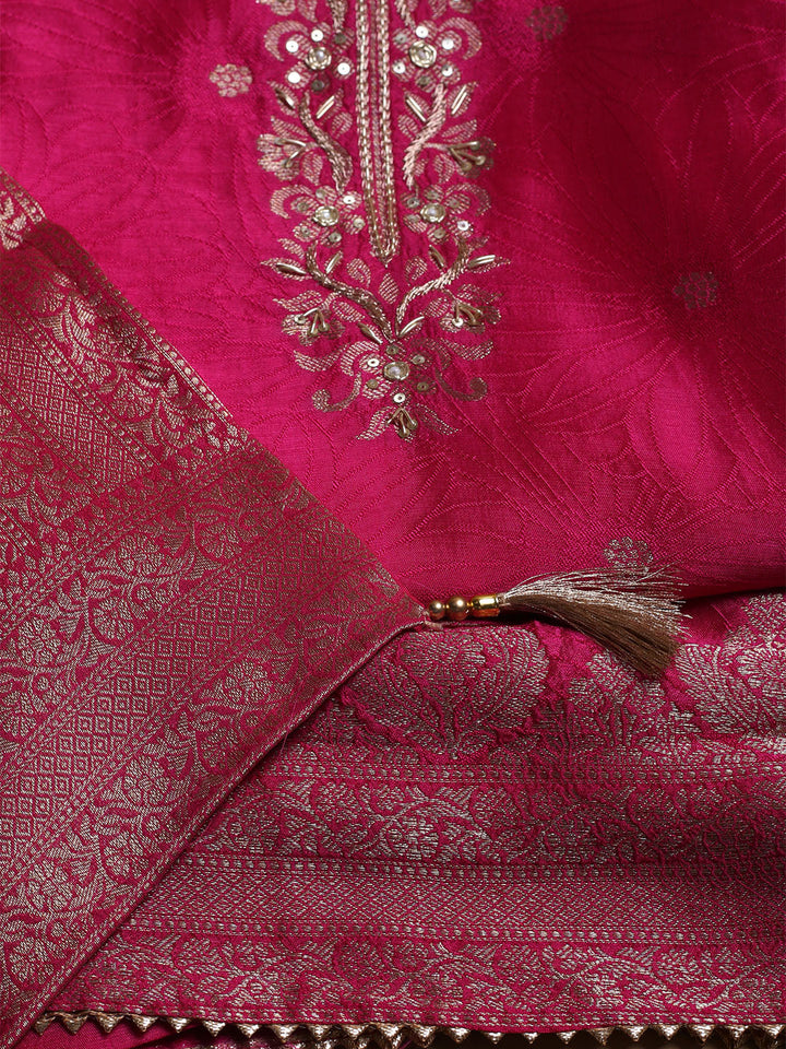 Kanjeevaram Chanderi Unstitched Suit With Dupatta