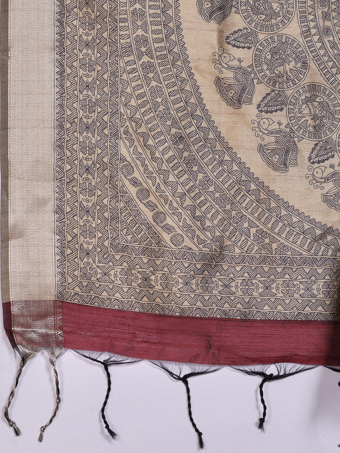 Zaari Jaal Tussar Saree