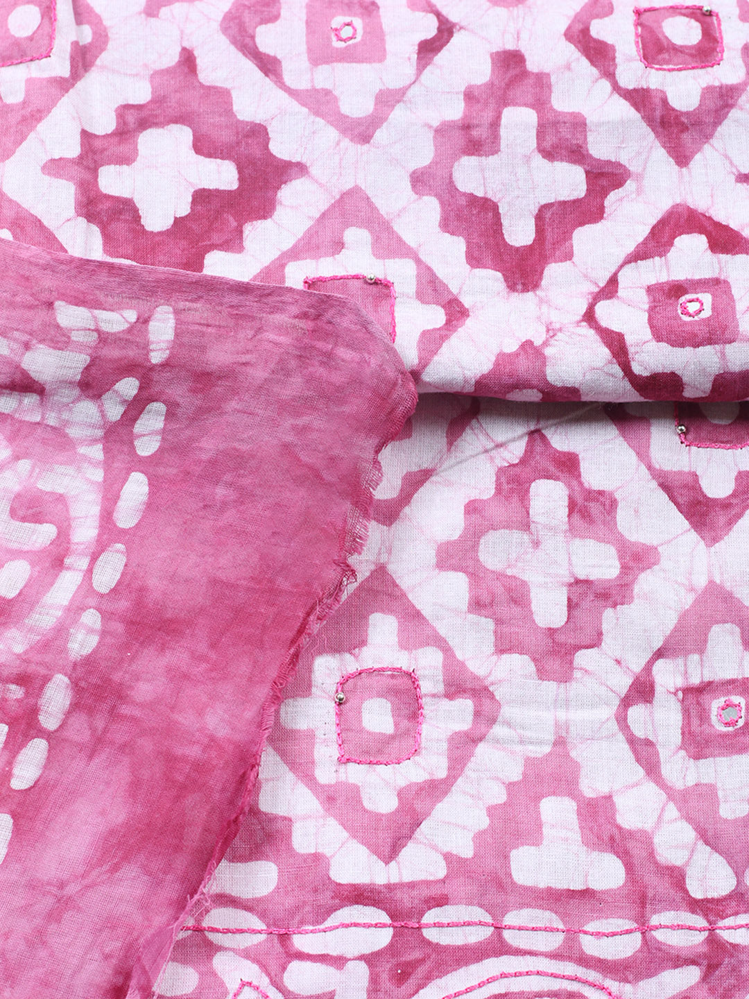 Printed Cotton Blend Unstitched Suit With Pant &amp; Dupatta