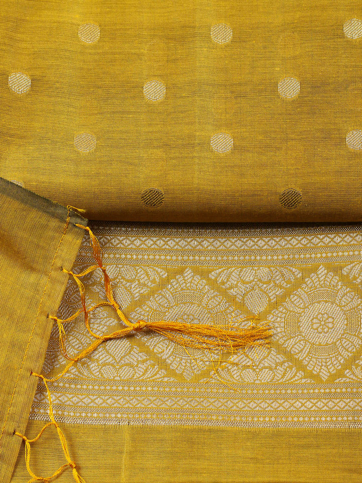 Woven Design Chanderi Unstitched Suit With Pant Dupatta