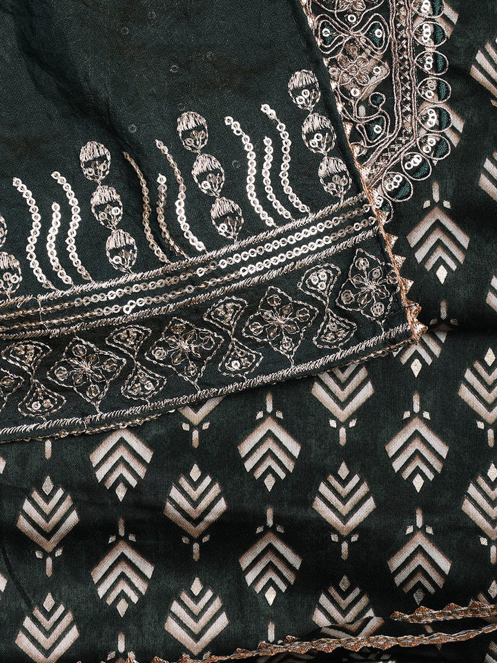 Neck Embroidered Cotton Blend Unstitched Suit With Dupatta