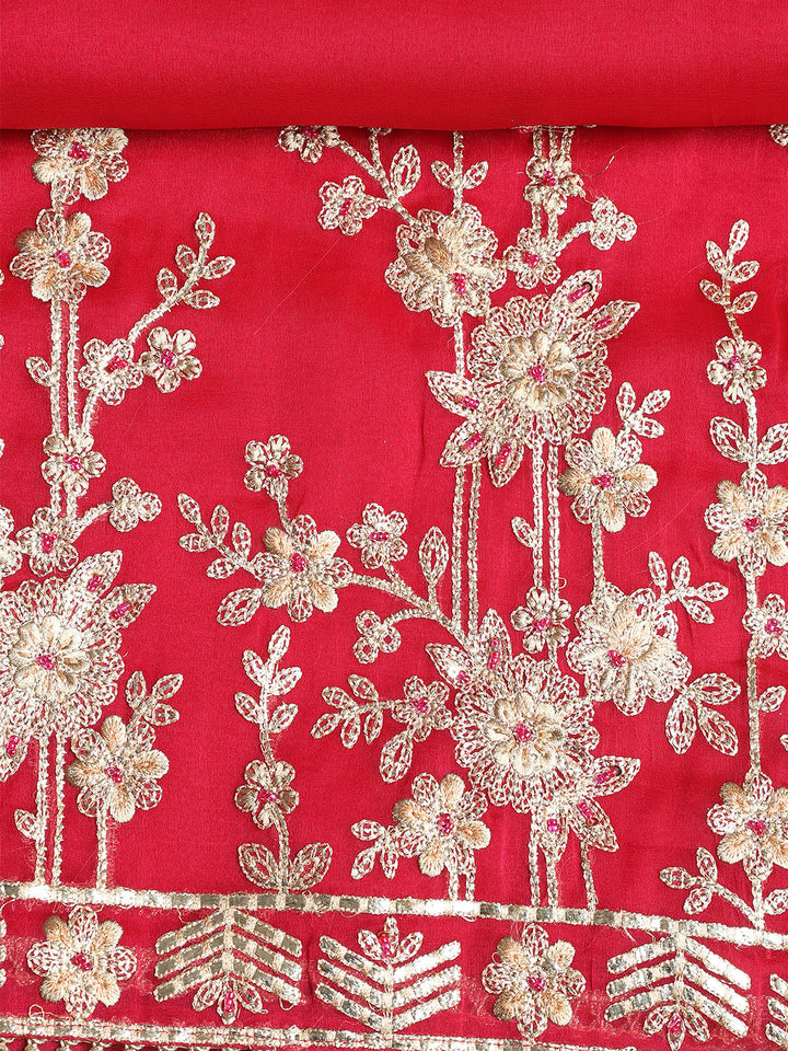 Embroidered Organza Unstitched Suit With Dupatta