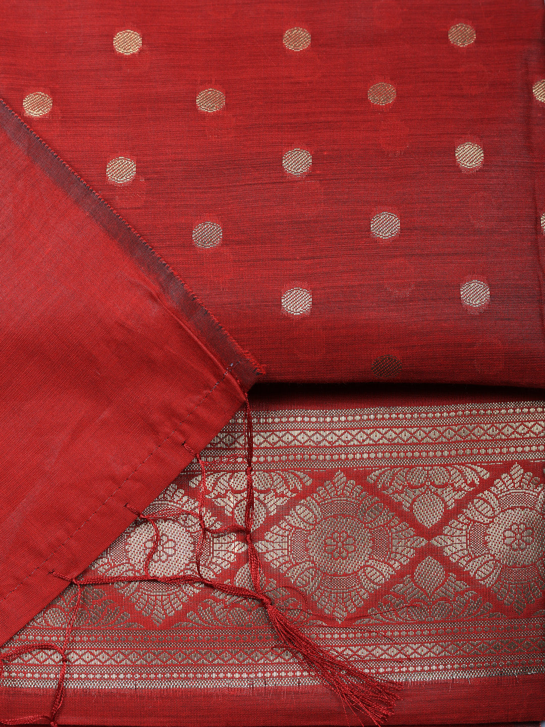 Woven Design Chanderi Unstitched Suit With Pant &amp; Dupatta