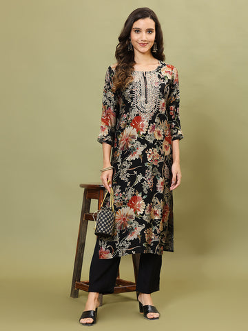 Digital Printed Cotton Kurta With Pants