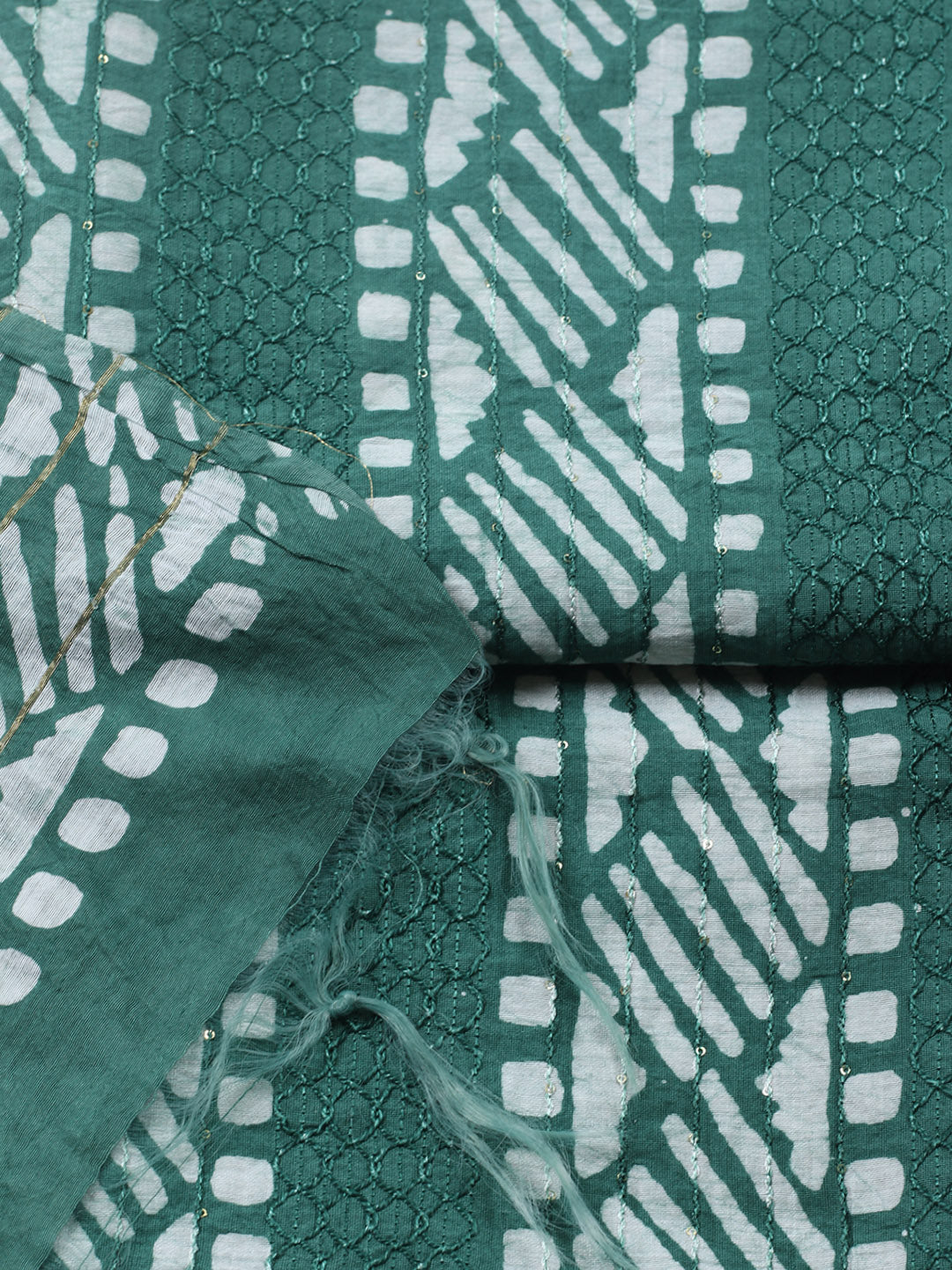 Printed Cotton Blend Unstitched Suit With Pant &amp; Dupatta