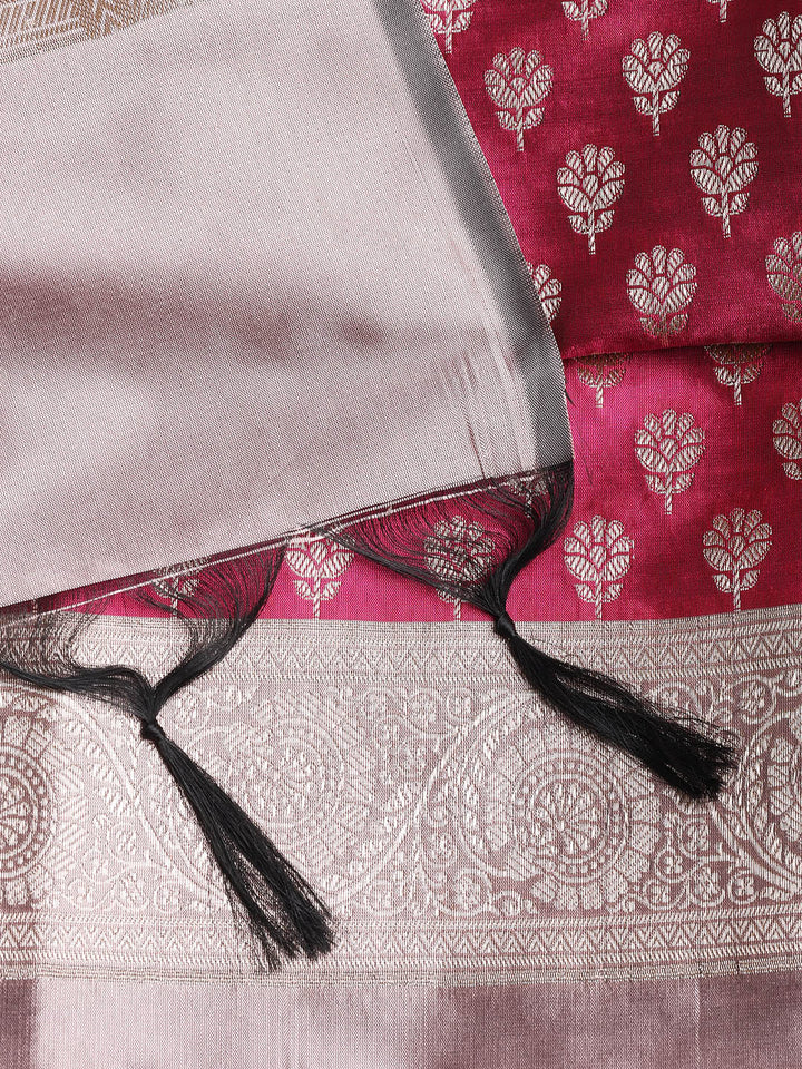 Woven Banarasi Chanderi Unstitched Suit With Dupatta