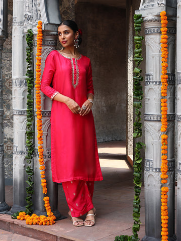 Neck Embroidery Handloom Kurti With Pants