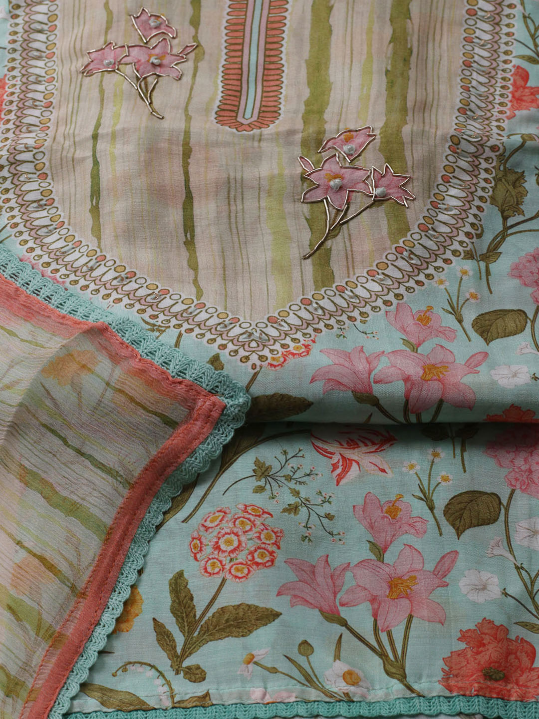 Printed Muslin Unstitched Suit With Dupatta