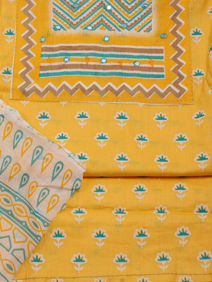 Printed Cotton Blend Unstitched Suit With Dupatta