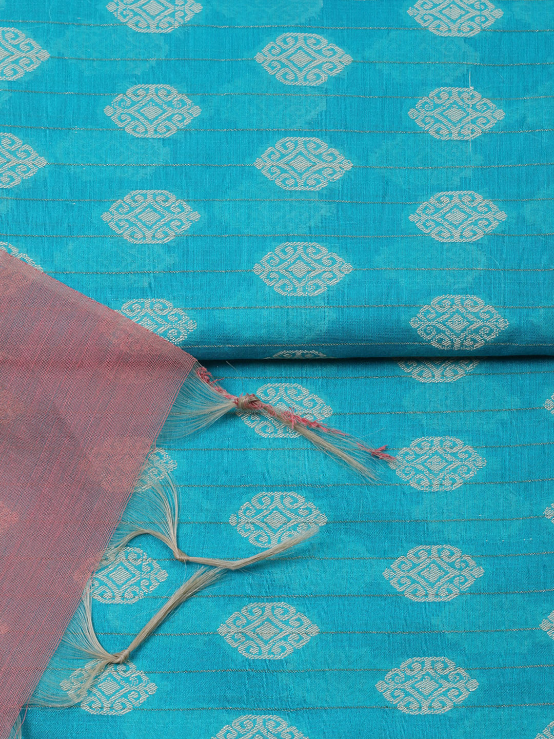 Printed Chanderi Unstitched Suit With Pant &amp; Dupatta