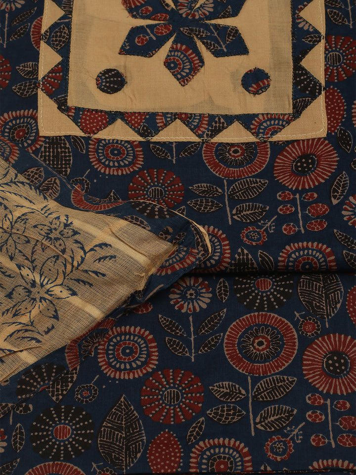 Printed Cotton Unstitched Suits Printed Suit With Pant &amp; Dupatta