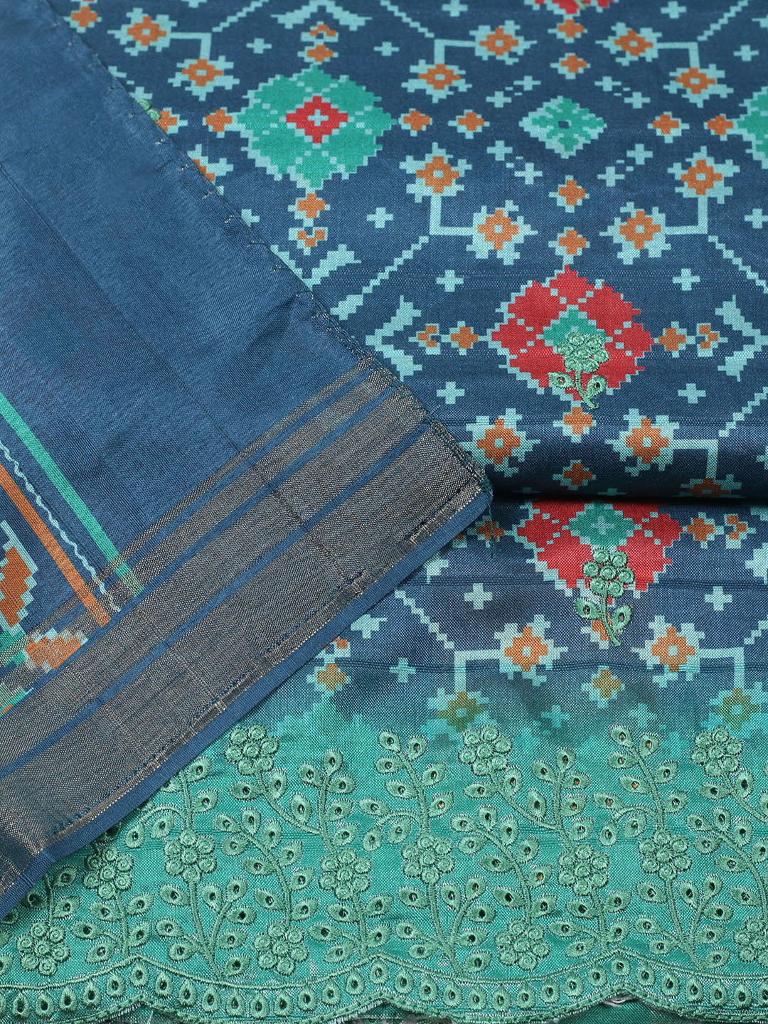 Woven Design Art Silk Unstitched Suit With Pant Dupatta