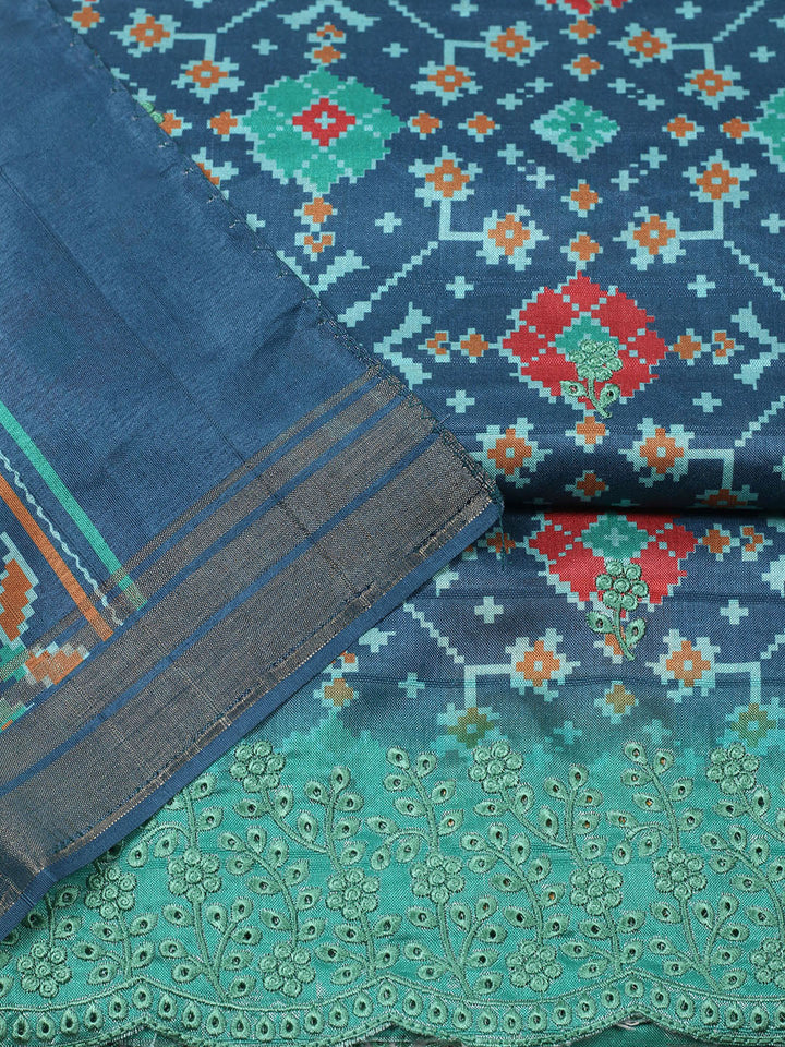 Woven Design Art Silk Unstitched Suit With Pant Dupatta