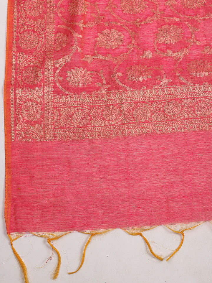 Banarasi Weave Tissue Kurta With Pants &amp; Dupatta