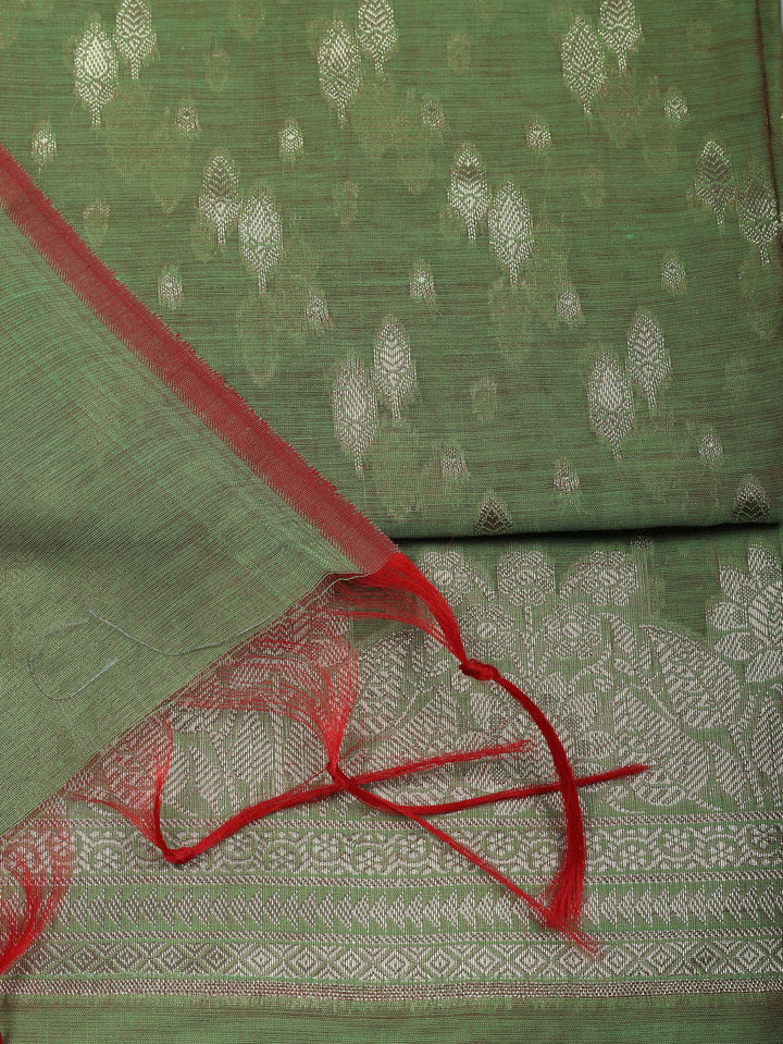Woven Design Art Silk Unstitched Suit With Pant &amp; Dupatta