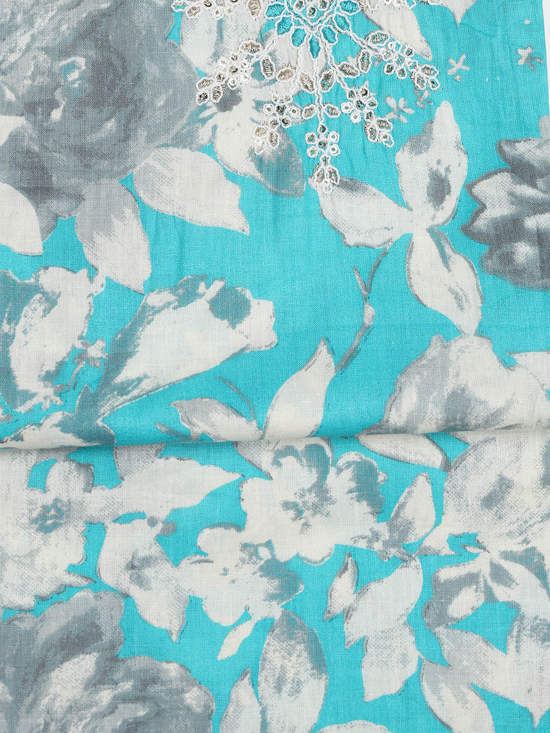 Printed Cotton Blend Unstitched Suit With Dupatta