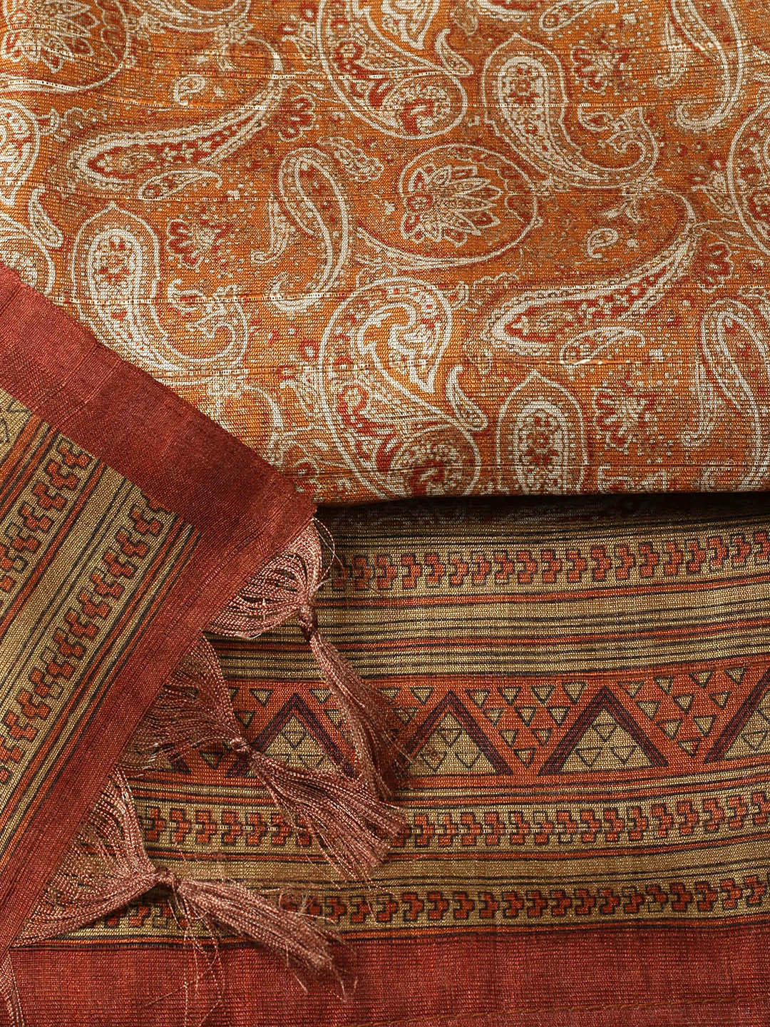 Printed Chanderi Unstitched Suit With Pant &amp; Dupatta