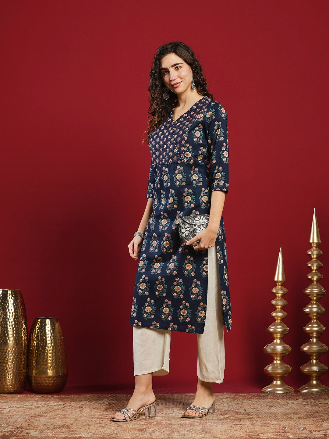 Floral Printed Cotton Blend Kurta