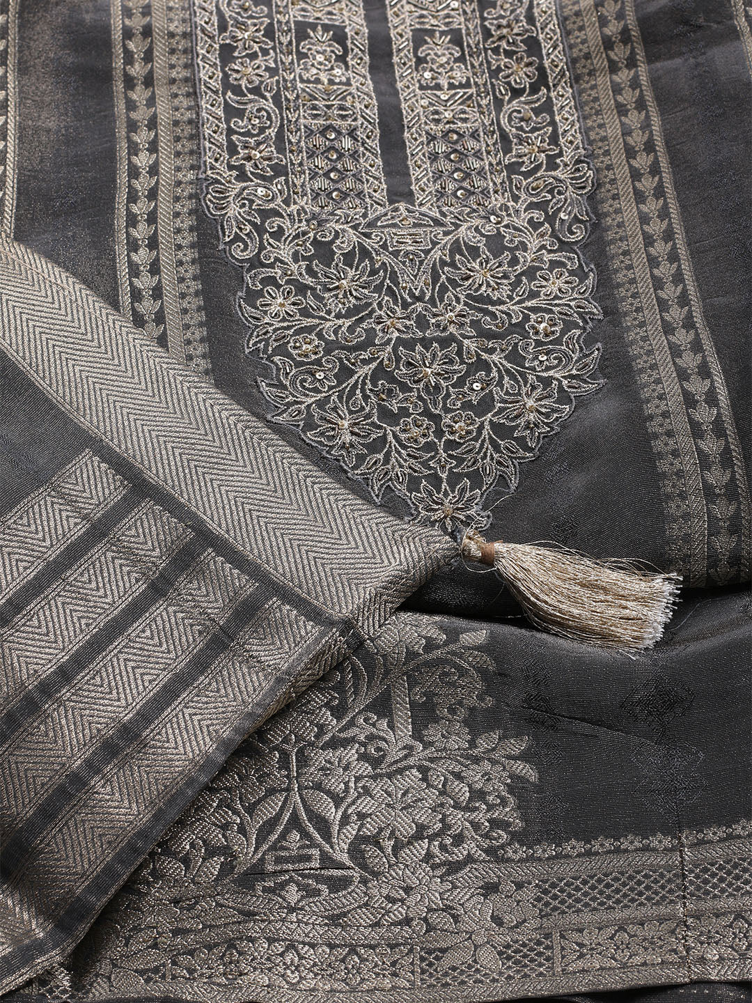 Embroidered Tissue Unstitched Suit With Dupatta