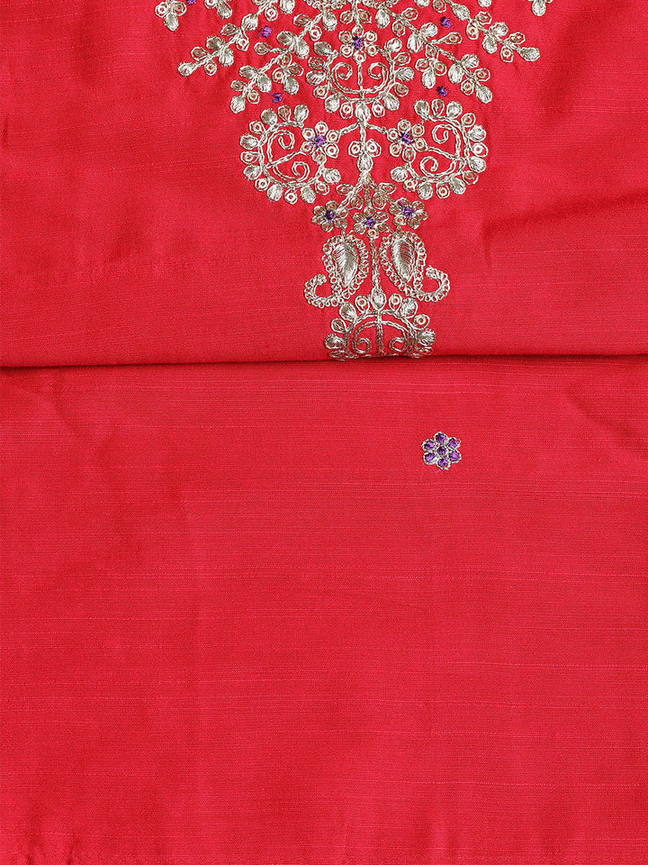 Embroidered Chanderi Unstitched Suit With Dupatta
