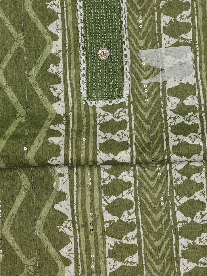 Printed Cotton Blend Unstitched Suit With Dupatta