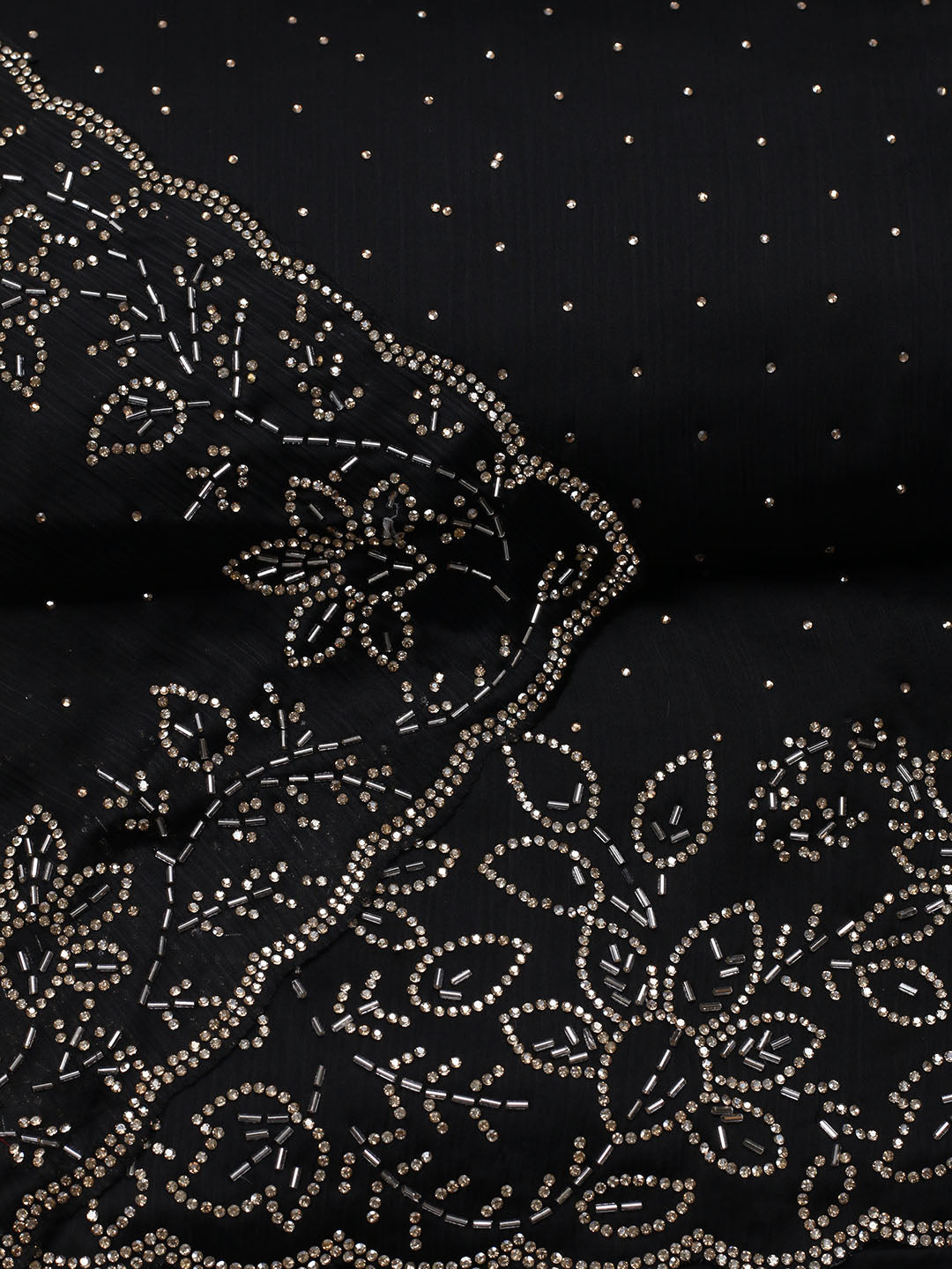 Embellished Chiffon Unstitched Suit With Pant &amp; Dupatta