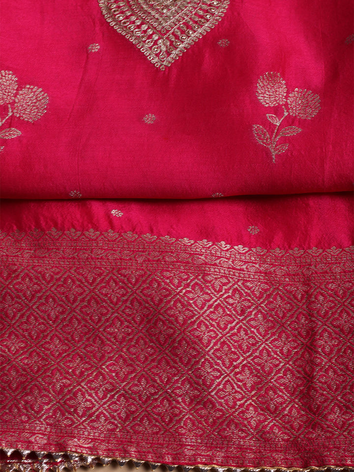 Kanjeevaram Chanderi Unstitched Suit With Dupatta