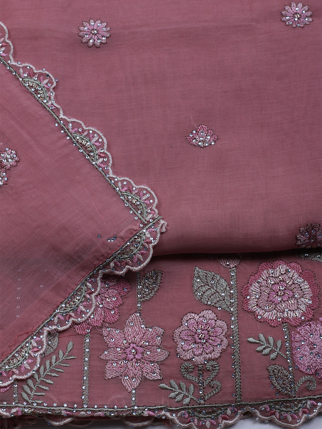 Embroidered Cotton Blend Unstitched Suit With Dupatta