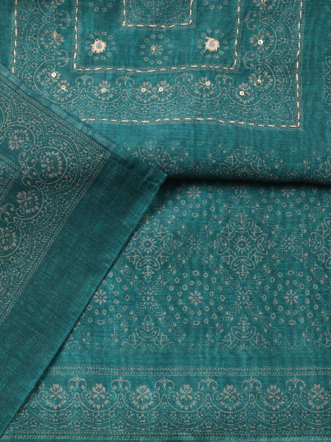 Embroidered Linen Blend Unstitched Suit With Pant &amp; Dupatta