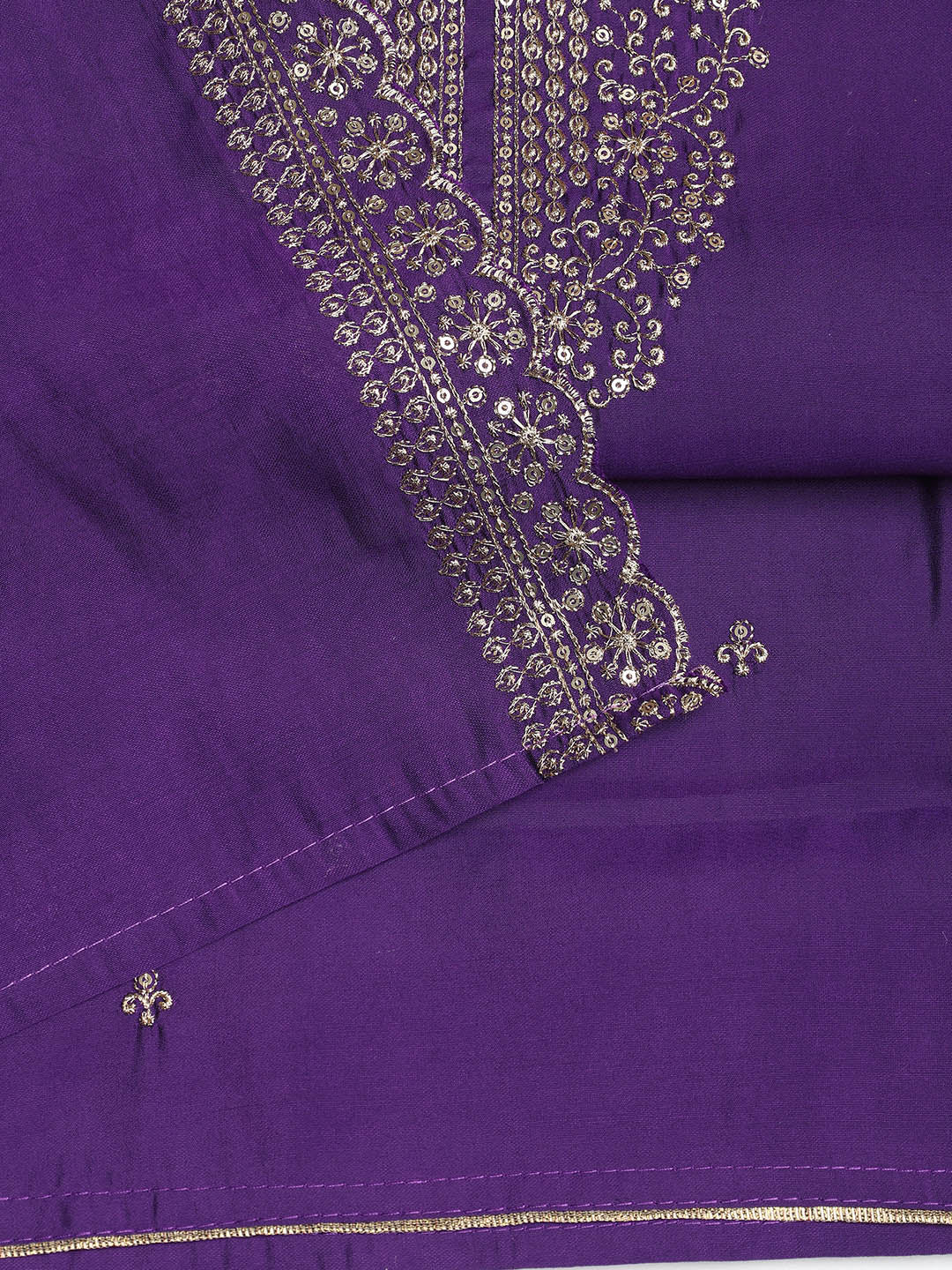 Neck Embroidered Chanderi Unstitched Suit With Dupatta