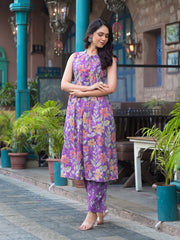 Printed Cotton Blend Kurta With Pants & Dupatta