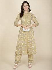 Block Printed Cotton Kurta With Pants