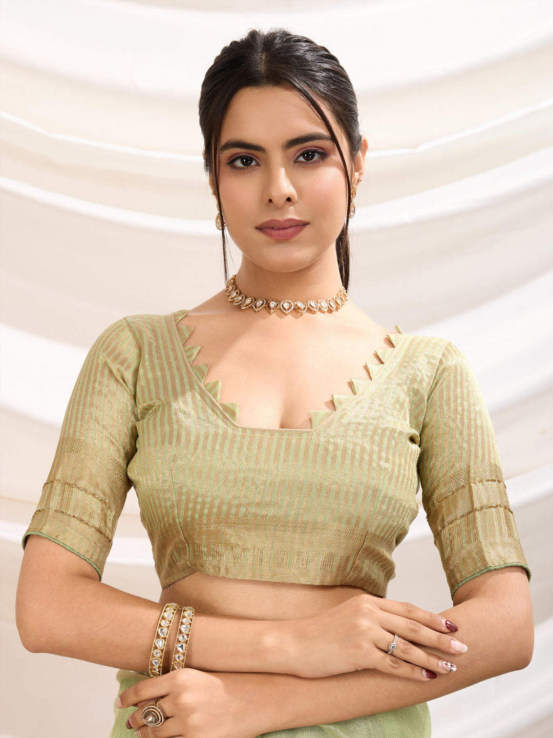 Embroidered Linen Blend Saree