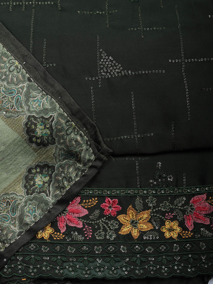 Woven Design Georgette Unstitched Suit With Pant &amp; Dupatta