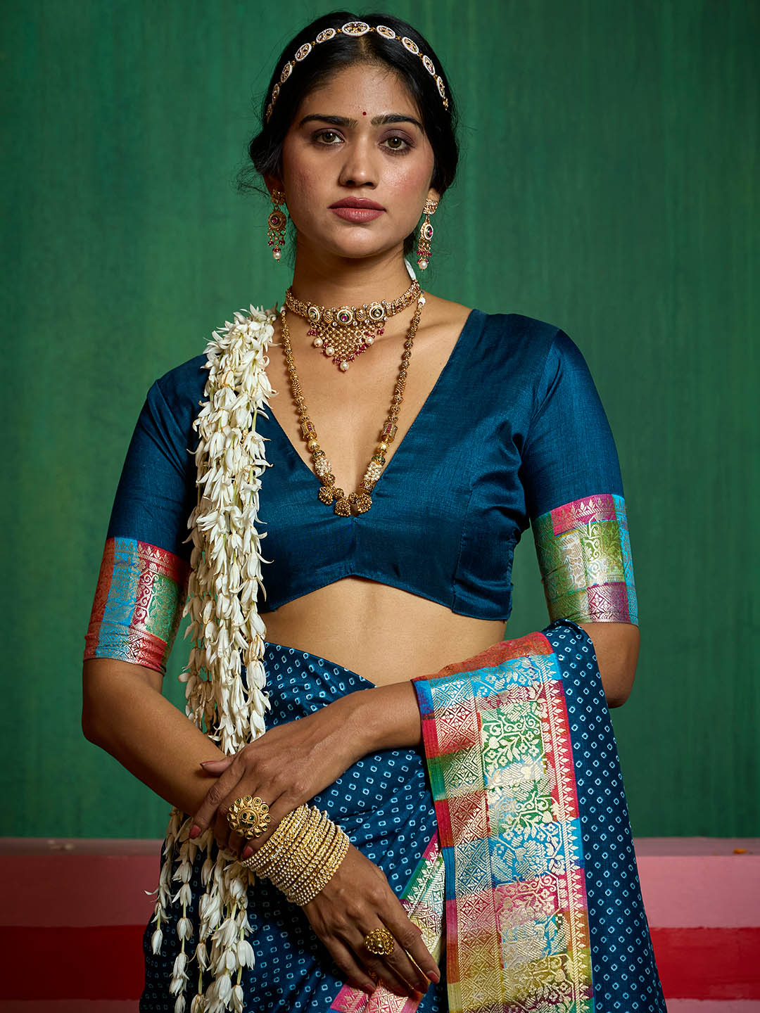 Bandhani Printed Art Silk Saree