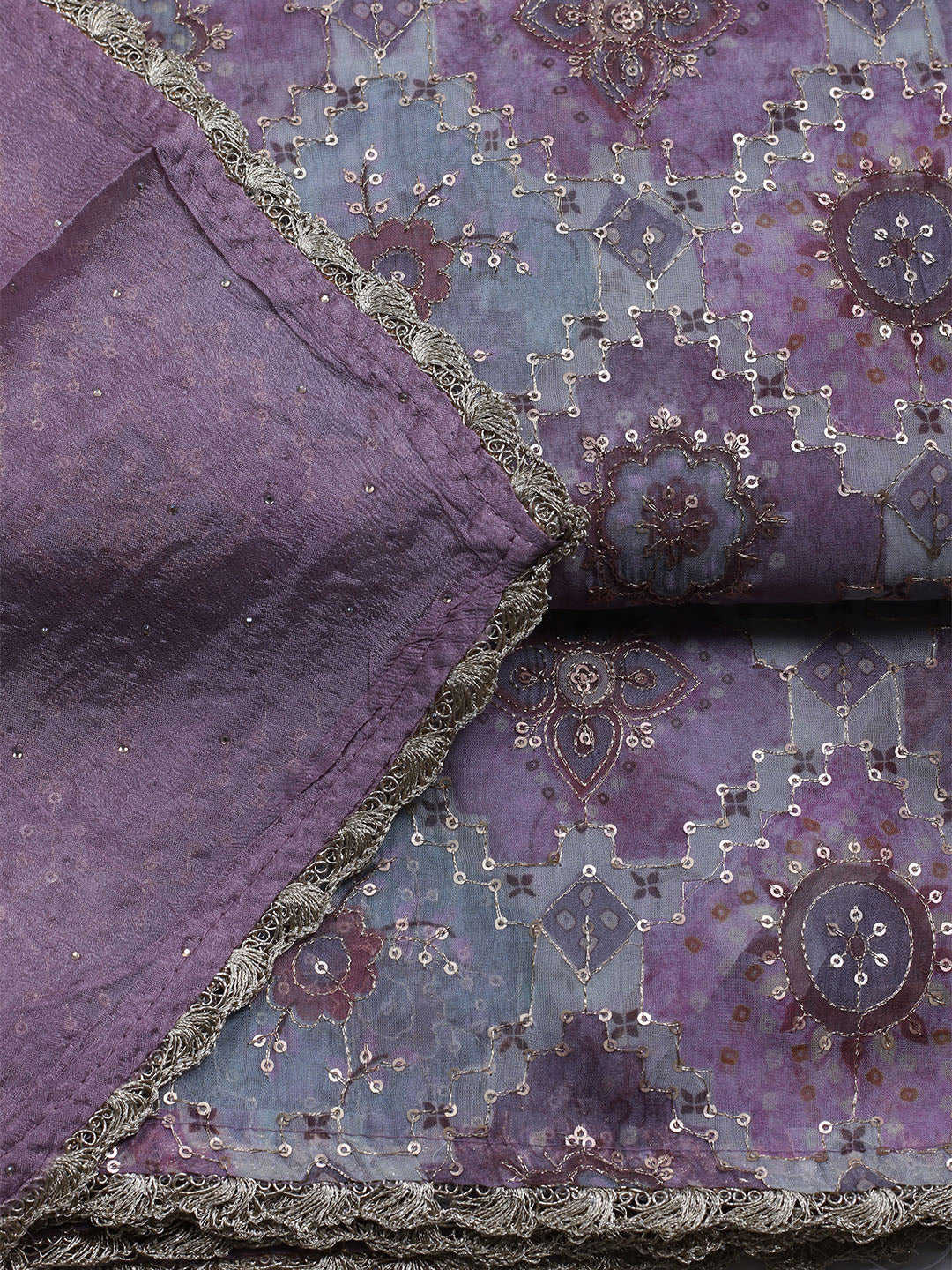 Neck Embroidered Chinon Unstitched Suit With Dupatta
