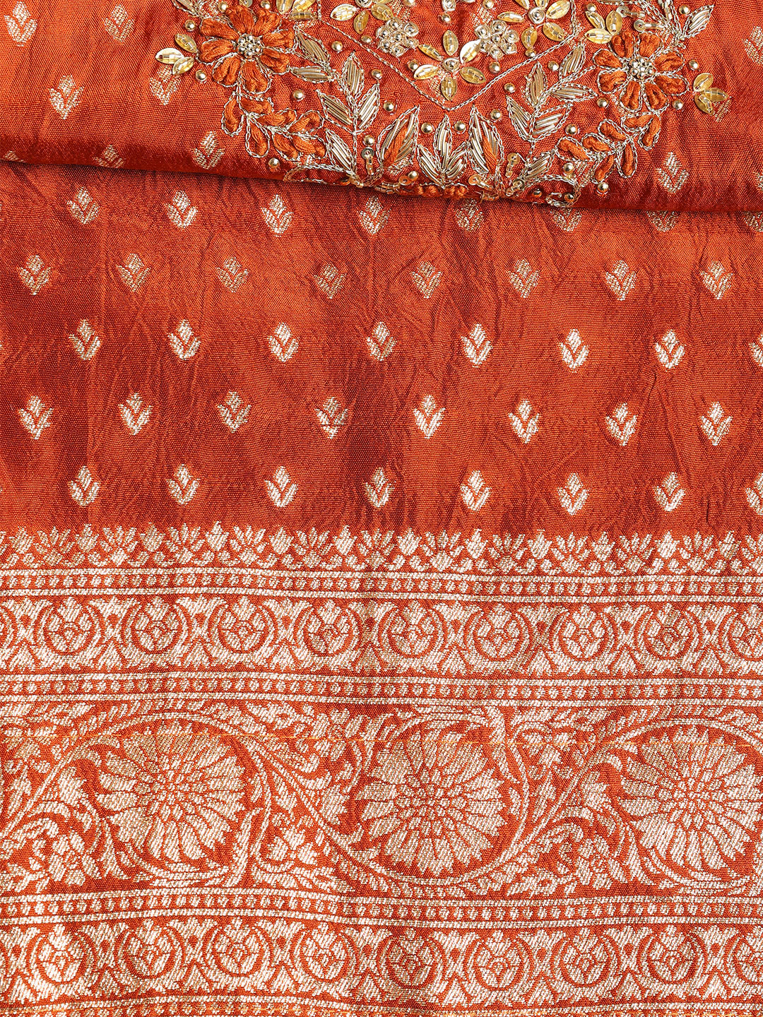 Neck Embroidered Chanderi Unstitched Suit With Dupatta
