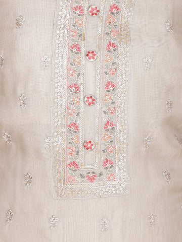 Booti Embroidery Organza Unstitched Suit Piece With Dupatta